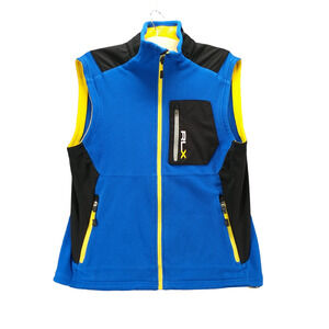 Ralph Lauren RLX Men's Zip Up Fleece Vest Blue Black Medium Zipped Pockets